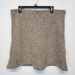 Vintage Y2K Old Navy Tweed Wool Skirt Size 14 Brown Lined Knee Length Academia